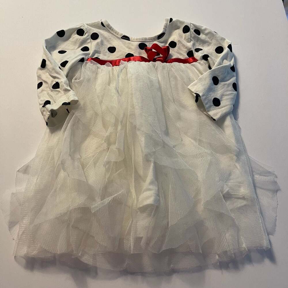 Disney 101 Dalmatians Polka Dot Long Sleeve Tulle Ballerina Tutu Dress Red Bow